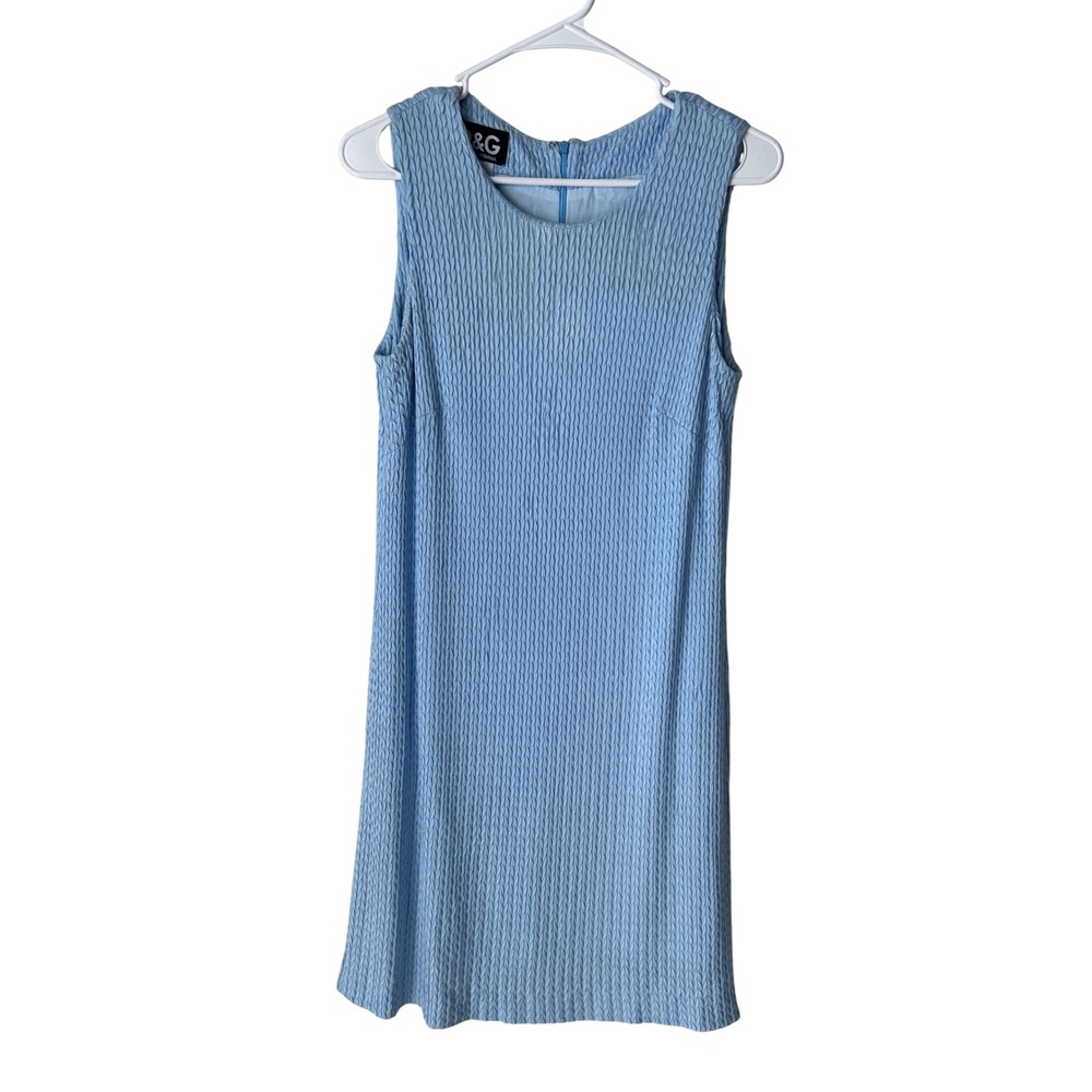 D&G Dolce & Gabbana Vintage Light Blue Textured Sleeveless Shift Dress 30/44